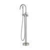 Kibi Circular Floor Mount Tub Filler With Hand Shower - Brush Nickel KTF301BN